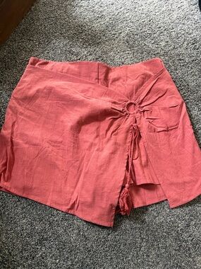 SHEIN Coral Drawstring Ring Skort